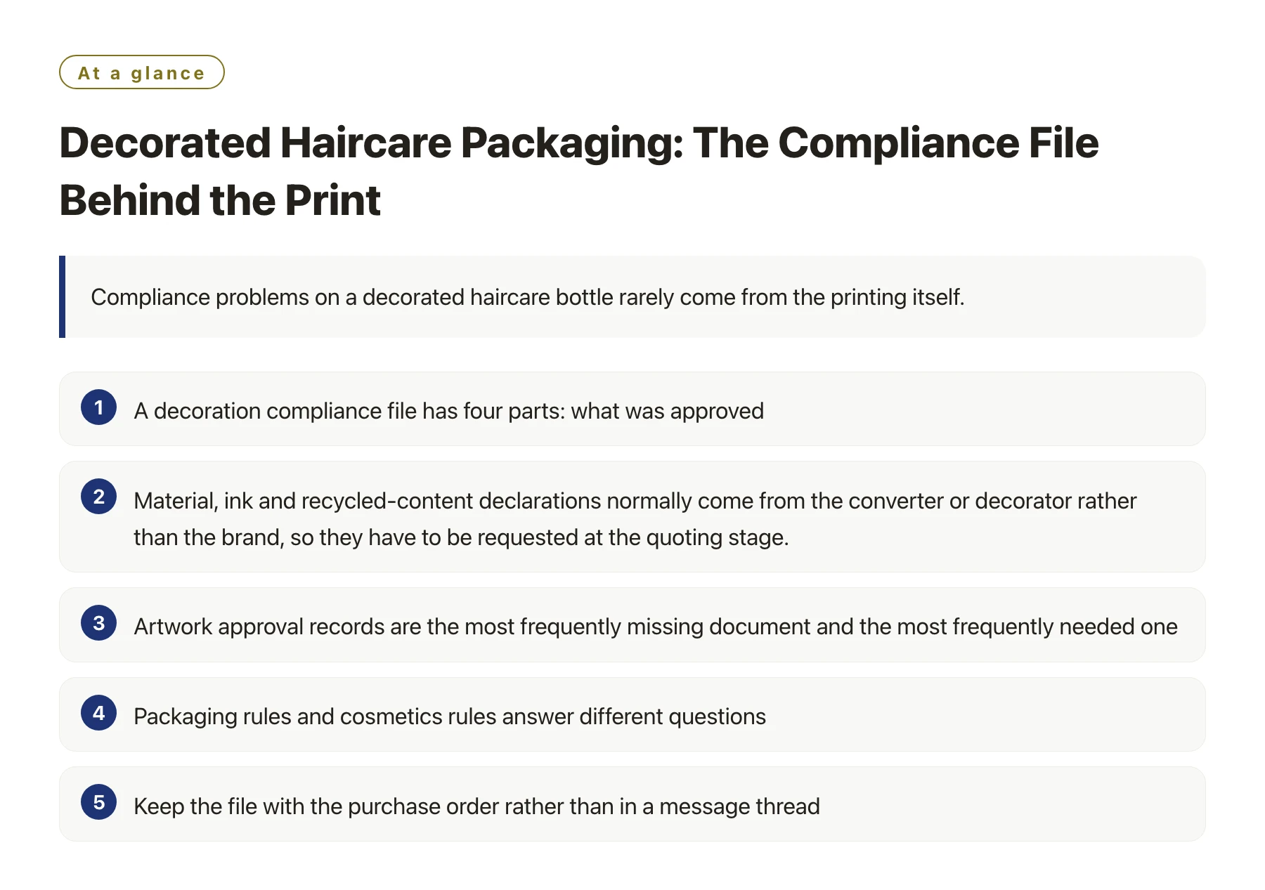 Decorated Haircare Packaging: The Compliance File Behind the Print——全文要点速览