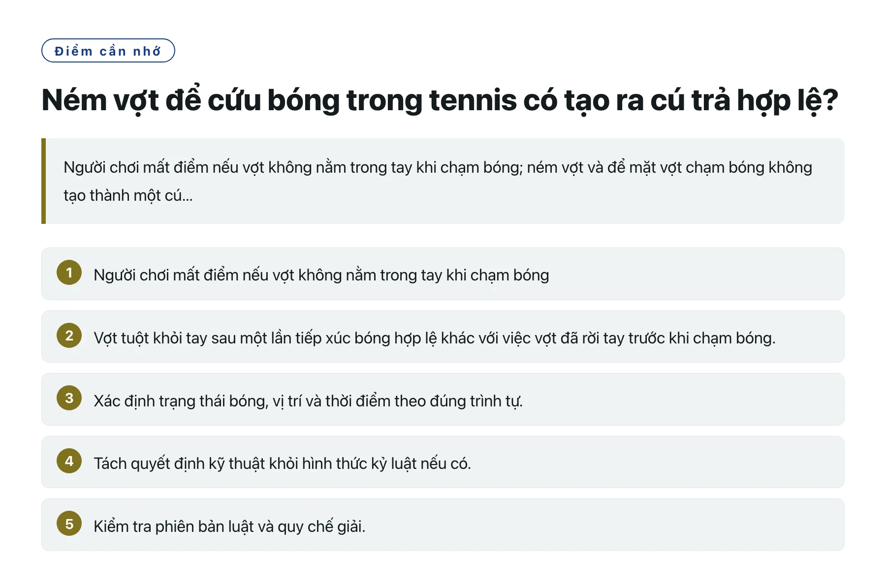 Ném vợt để cứu bóng trong tennis có tạo ra cú trả hợp lệ?——全文要点速览
